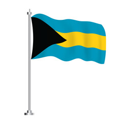 Bahamian Flag. Isolated Wave Flag of The Bahamas Country.