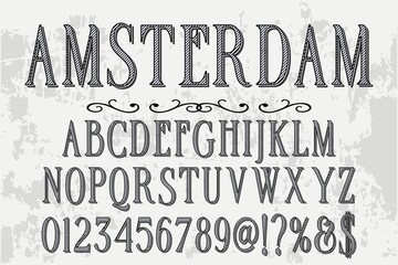 vintage typeface vector design, gray style background, classic lettering, alphabet font