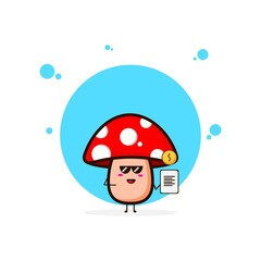Red mushrooms with data coin cute character illustration