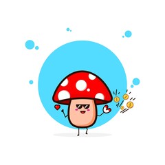 Red mushrooms with magnet coin cute character illustration