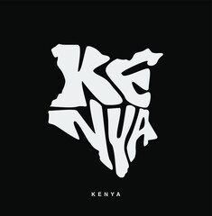 Kenya map in English lettering. Kenya map typography. 