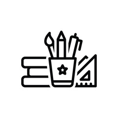 Black line icon for stationery