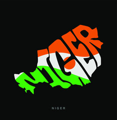 Niger Map lettering with Flag. Niger Typography map. 