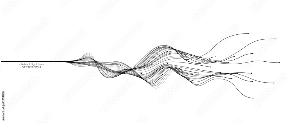 Fototapete vector abstract wavy lines flowing dynamic isolated on white background for concept of ai technology