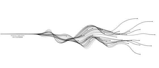 Vector abstract wavy lines flowing dynamic isolated on white background for concept of AI technology, digital, communication, 5G, science, music