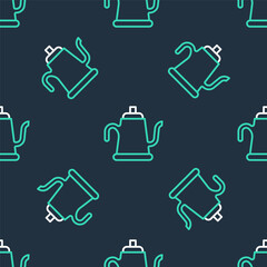 Line Watering can icon isolated seamless pattern on black background. Irrigation symbol. Vector