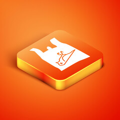 Isometric Dead bird, plastic icon isolated on orange background. Element of pollution problems sign. Vector Illustration