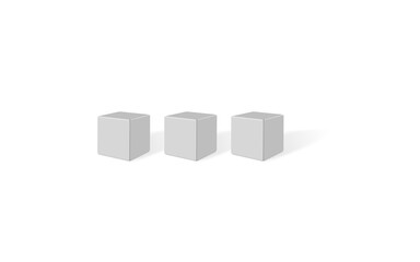 3d illustration three cube on white background with shadow