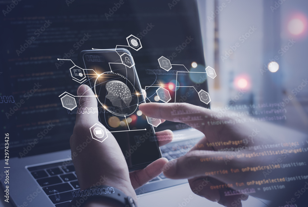 Poster ai, artificial intelligence, digital software technology, mobile app development, internet of things