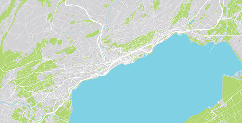Fototapeta premium Urban vector city map of Neuchatel, Switzerland, Europe