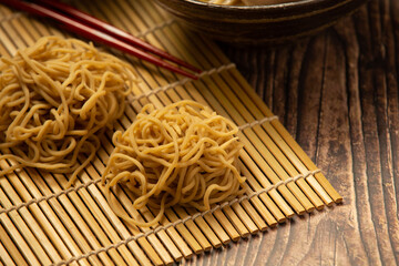 Delicious ramen on dark backgroud