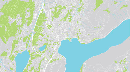 Urban vector city map of Lugano, Switzerland, Europe