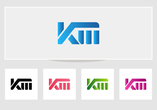 Minimal KM logo design, KM letter logo with modern trendy. Modern KM logo vector