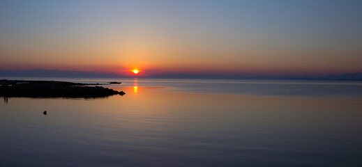 Fototapeta na wymiar Sunset over the Mediterranean Sea from Side, Turkey.