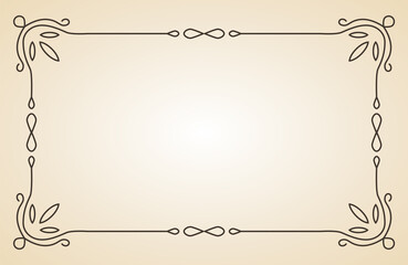 Decorative frame. Vintage calligraphic antique border. Ornate calligraph rectangle frame. Filigree line ornament for framed certificate template