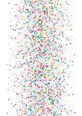 Multicolored Confetti Splatter Texture. Dot Anniversary Background. Red Random Round. Blue Border Circle Illustration.