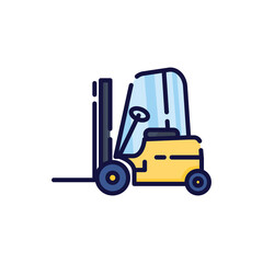 Illustration of the forklift. Filled-outline icon of the forklift.