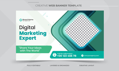 Editable video thumbnail and web banner for live workshop business template. Web Banner for social media. Digital marketing banner