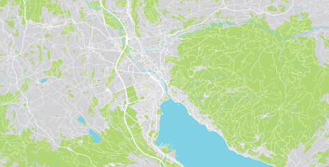 Urban vector city map of Thun, Switzerland, Europe
