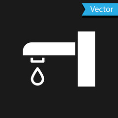 White Water tap icon isolated on black background. Vector