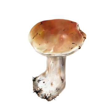 Boletus mushroom, Raster illustration, Isolated on white