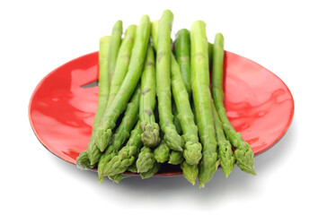 Effective Boiled asparagus on white background