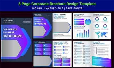 Naklejka premium Brochure creative design. Brochure template layout design with cover page for company profile, annual report, brochures, flyers, presentations, leaflet, magazine, book. Multipurpose template