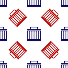Blue and red Car radiator cooling system icon isolated seamless pattern on white background. Vector