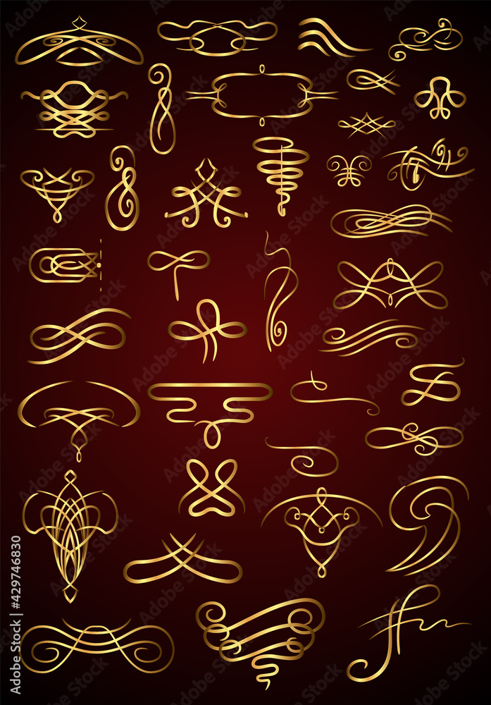 Poster flourish calligraphic design elements. vintage swirls and scrolls for page decoration. ornate symbol