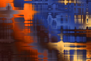 Abstract background. Geometrical elements on aged grunge texture. Graphic illustration with different color patterns.