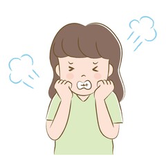 歯ぎしりして悔しがる女性（手描き風）