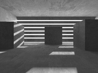 Dark Concrete Wall Architecture. Empty Room
