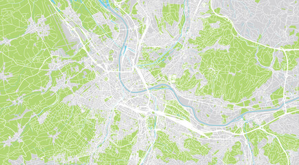 Urban vector city map of Basel, Switzerland, Europe