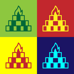 Pop art Yagna icon isolated on color background. Vector