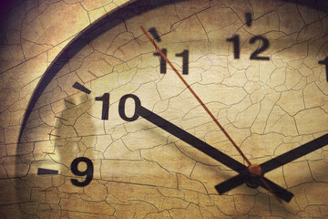 Old times death or perpetual time, pass away history periods antique retro concept, cracked grunge...