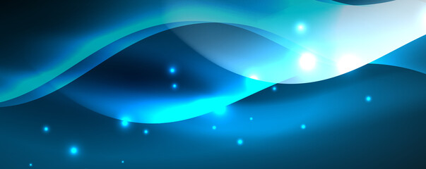 Shiny glowing neon wave, light lines abstract background. Magic energy and motion concept. Vector wallpaper template