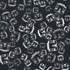 Grey Embroidered shirt icon isolated seamless pattern on black background. National ukrainian clothing. Vector