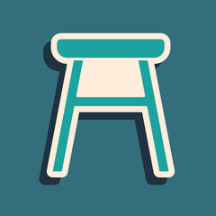 Green Chair icon isolated on green background. Long shadow style. Vector