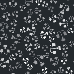 Grey Chandelier icon isolated seamless pattern on black background. Vector