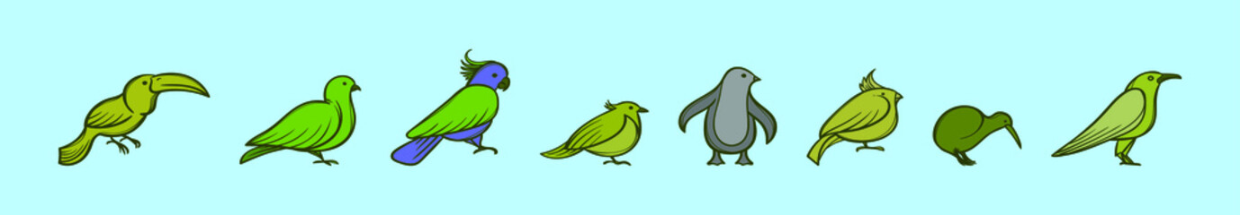 Fototapeta premium set of bird cartoon icon design template with various models. vector illustration isolated on blue background