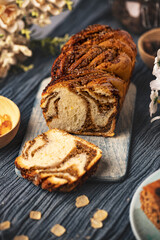 Twisted babka with walnuts