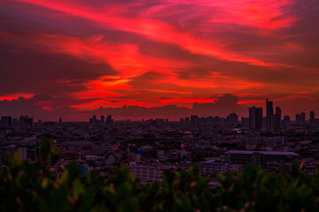 abstract background view of the colorful twilight sky.In the evening, the colorful changes (pink, orange, yellow, purple, sky) merge into the beauty of nature