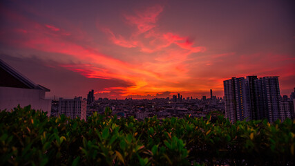 abstract background view of the colorful twilight sky.In the evening, the colorful changes (pink,...