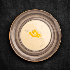 Potato soup with cheddar cheese