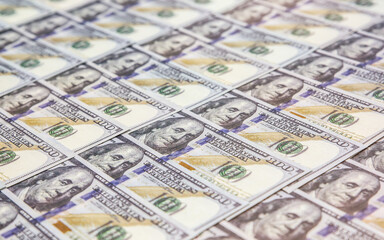 A lot of Money background. Dollars currency notes. Inflation rate. Economic crisis. Сurrency devaluation. Successful business. Close up, soft focus.