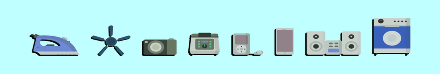 Fototapeta premium set of home appliance cartoon icon design template with various models. vector illustration isolated on blue background