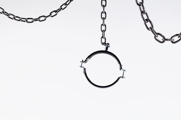 Fototapeta premium Metal hanging chains isolated on white background