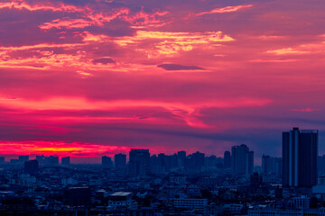 abstract background view of the colorful twilight sky.In the evening, the colorful changes (pink,...
