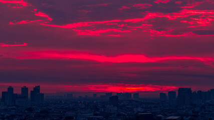 abstract background view of the colorful twilight sky.In the evening, the colorful changes (pink, orange, yellow, purple, sky) merge into the beauty of nature