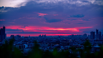 abstract background view of the colorful twilight sky.In the evening, the colorful changes (pink,...